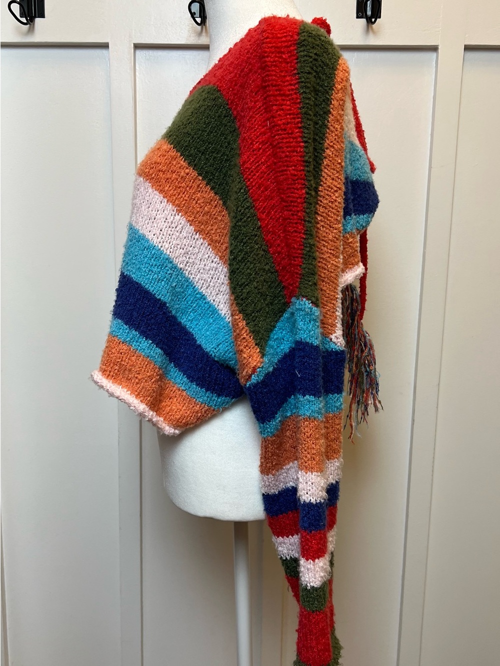 Altard State Size Small Oversized Crop Sweater Tassle Rainbow Fall Layering Boho - Picture 3 of 9